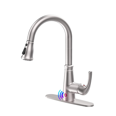 Torneira de cozinha sem toque com sensor de design moderno aquacubic cUPC com 2 funções pulverizador suspenso