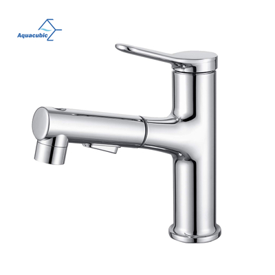 Aquacubic Certified Matte Black Holes Single Holes Mounted Deck Pull Out Spray Torneira de lavatório